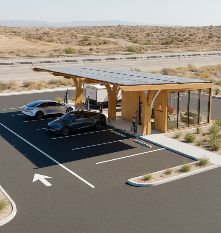 A Waystation at Joshua Tree at dusk